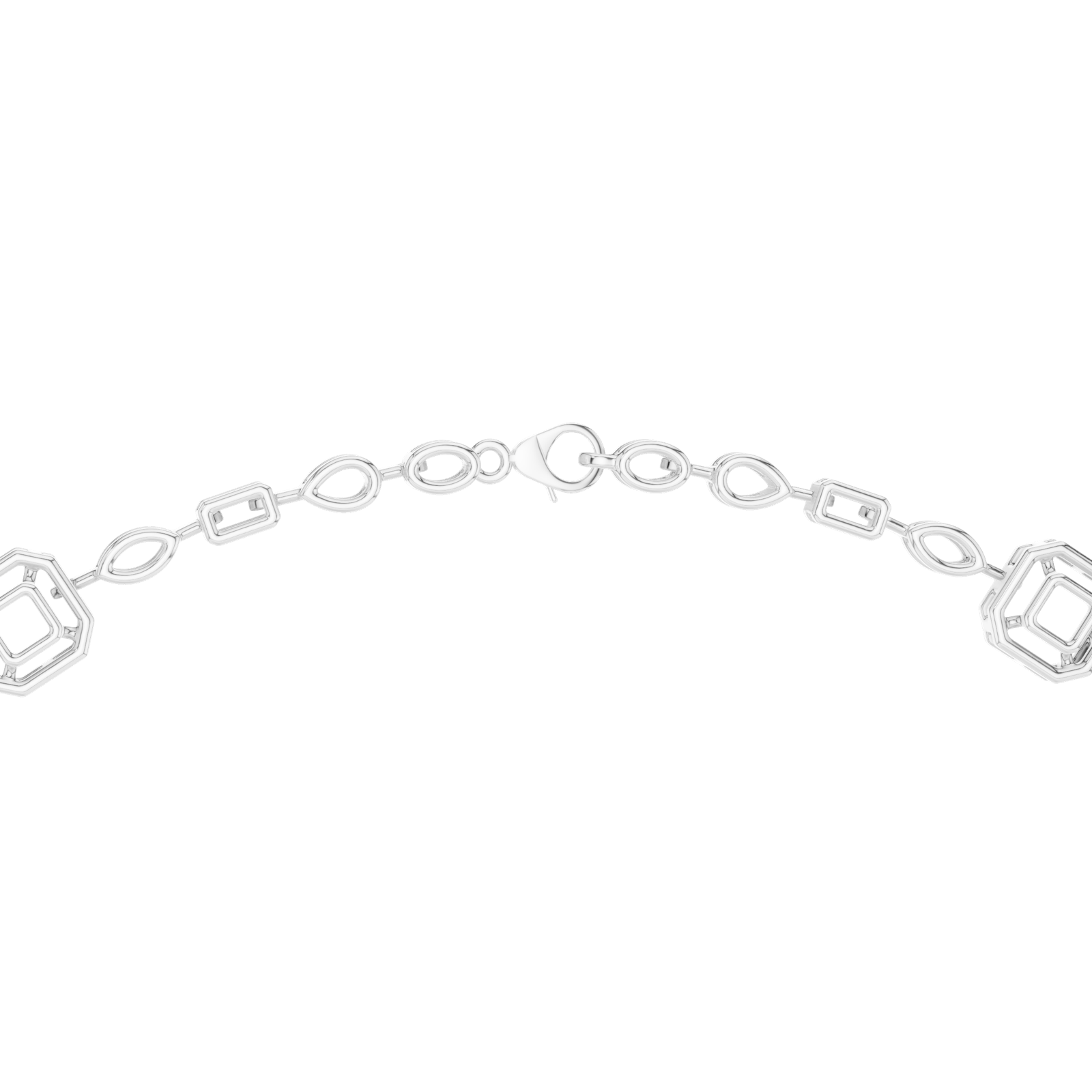 14K Solid Gold Lab Diamond Station Necklace, White Gold, view 4