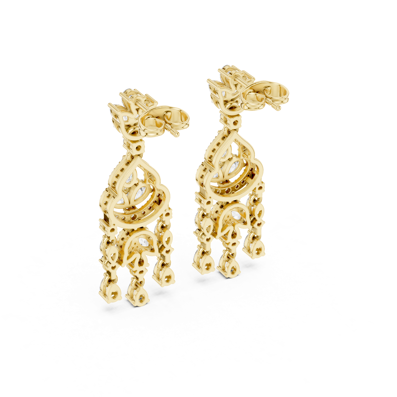 Gold Earrings AER-54, Yellow Gold, view 3