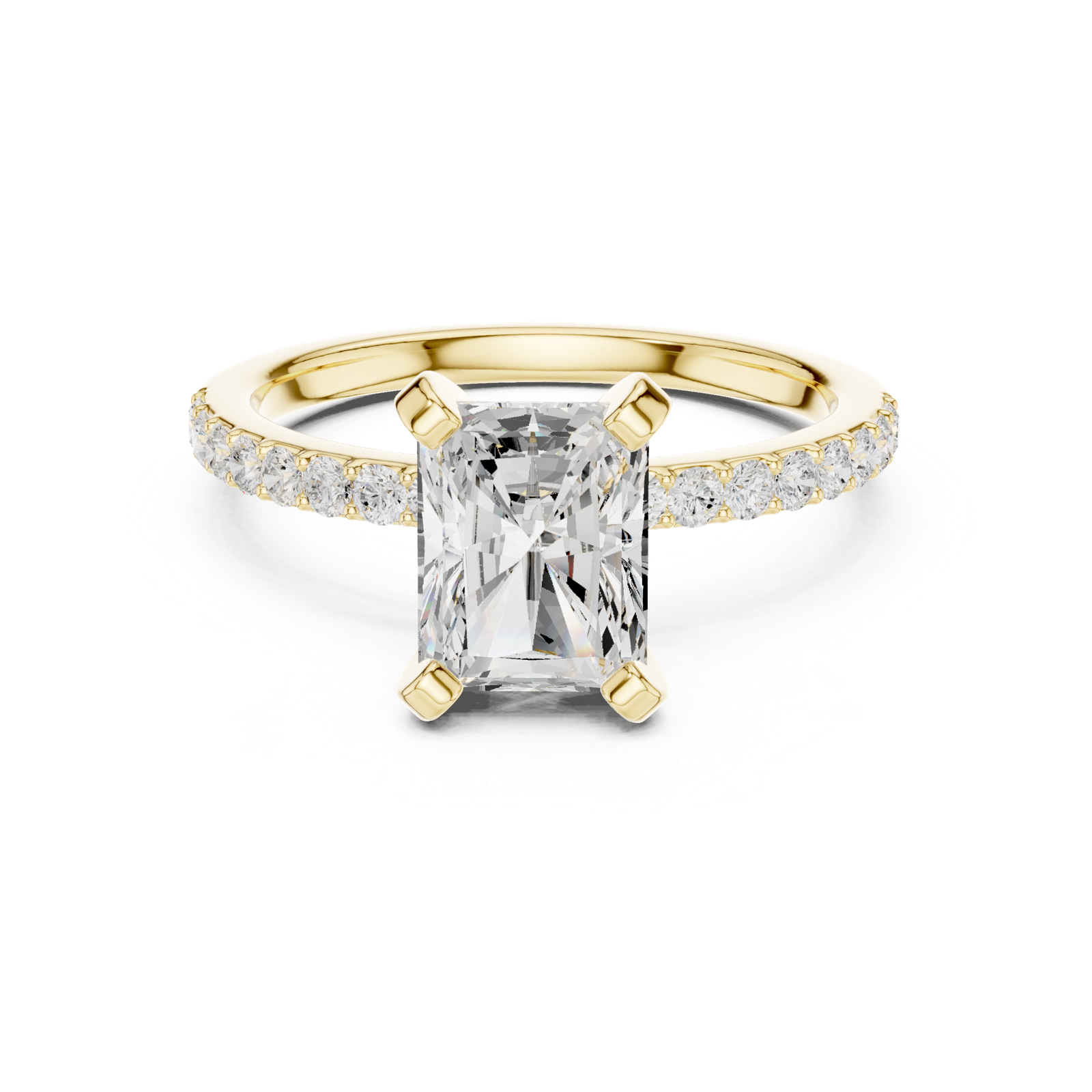 Gold Ring DDLR-040, Radiant center stone, Yellow Gold, view 4