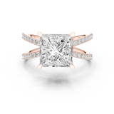 Gold Jewelry L36-25, Princess center stone, Rose Gold