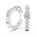 14K Solid Gold Lab Diamond Huggie Earrings, White Gold, view 1