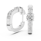 14K Solid Gold Lab Diamond Huggie Earrings, White Gold, view 1