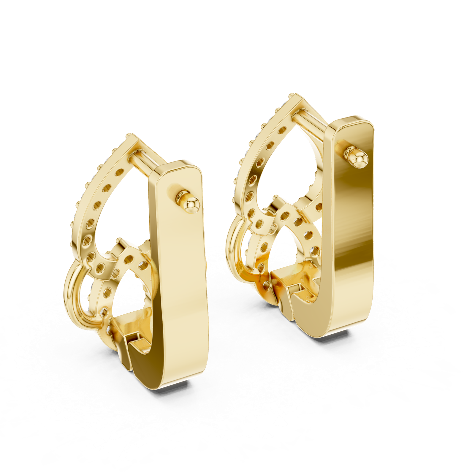 14K Solid Gold Lab Diamond Drop Earrings, Yellow Gold, view 3