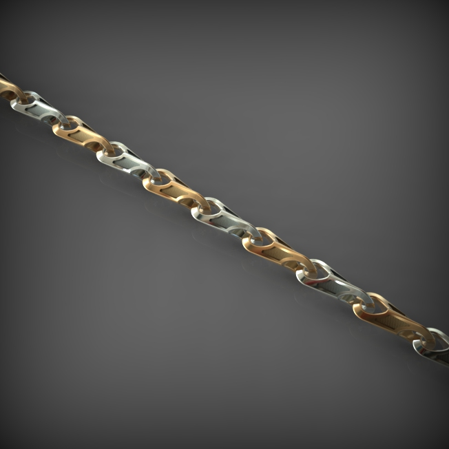 14K Solid Gold Men's Two-Tone Figaro Chain Necklace, Yellow Gold