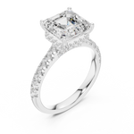 Gold Ring DDLR-258, Asscher center stone, White Gold, view 2