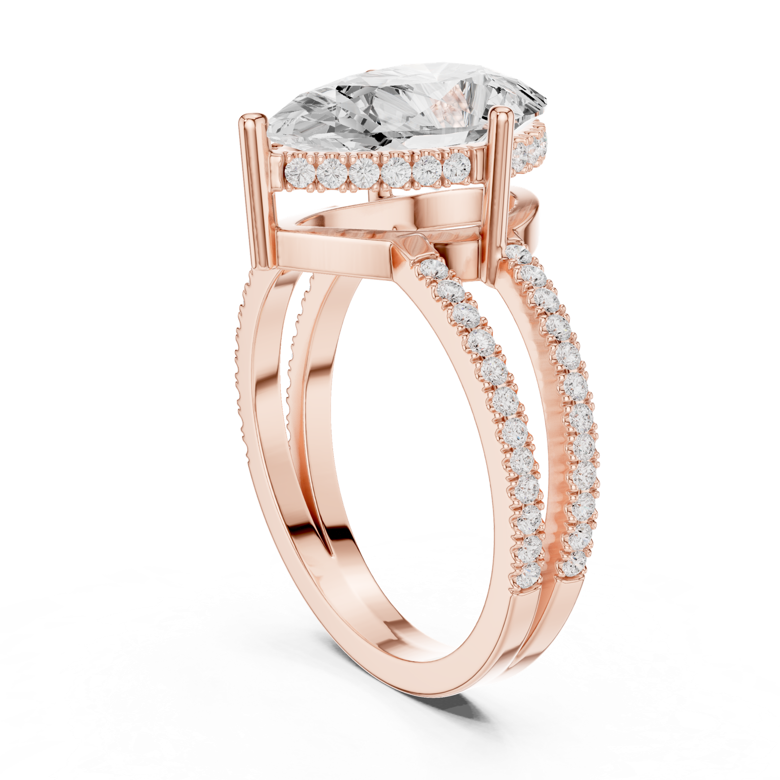 Gold Jewelry L36-13, Pear center stone, Rose Gold, view 1