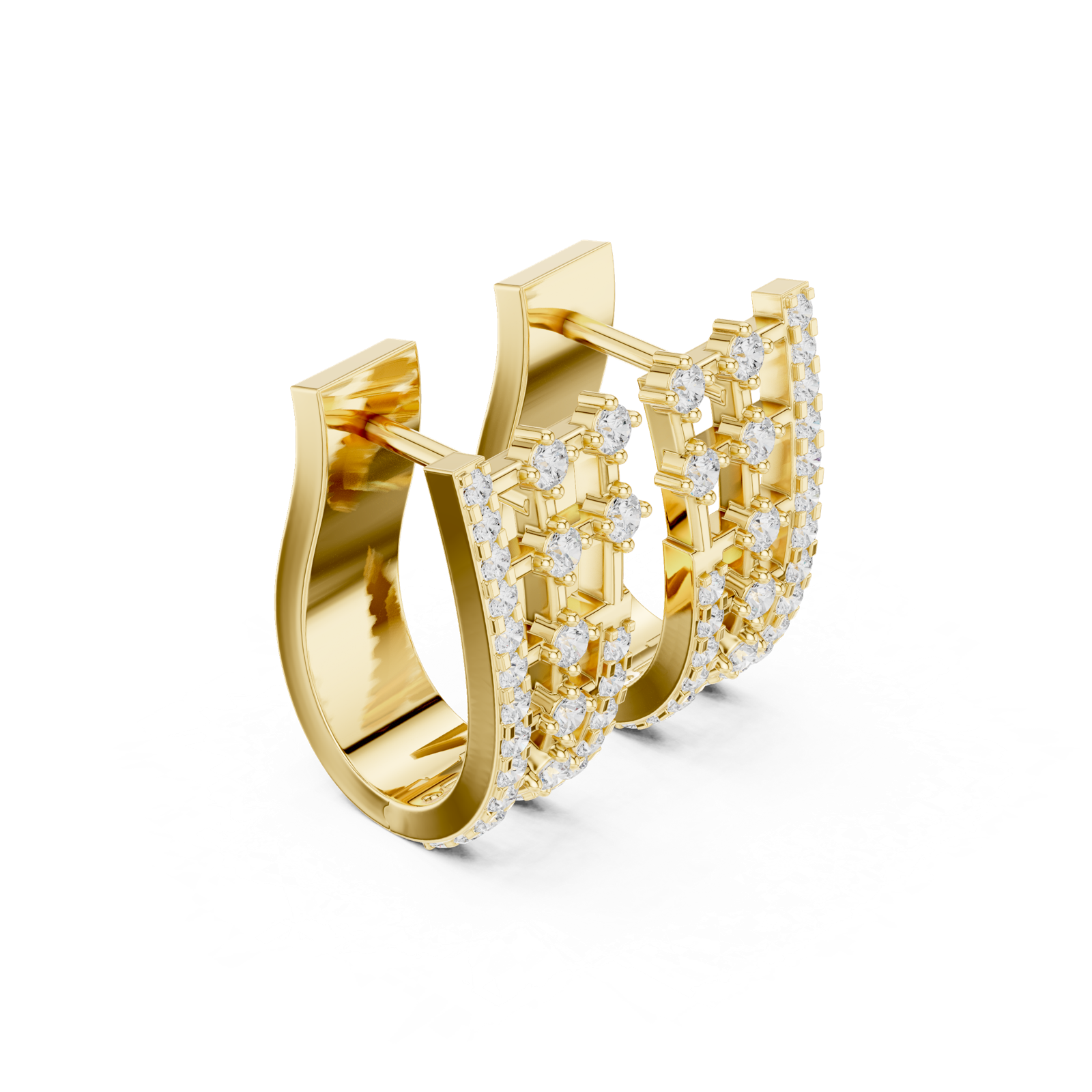 14K Solid Gold Lab Diamond Cluster Earrings, Yellow Gold, view 1