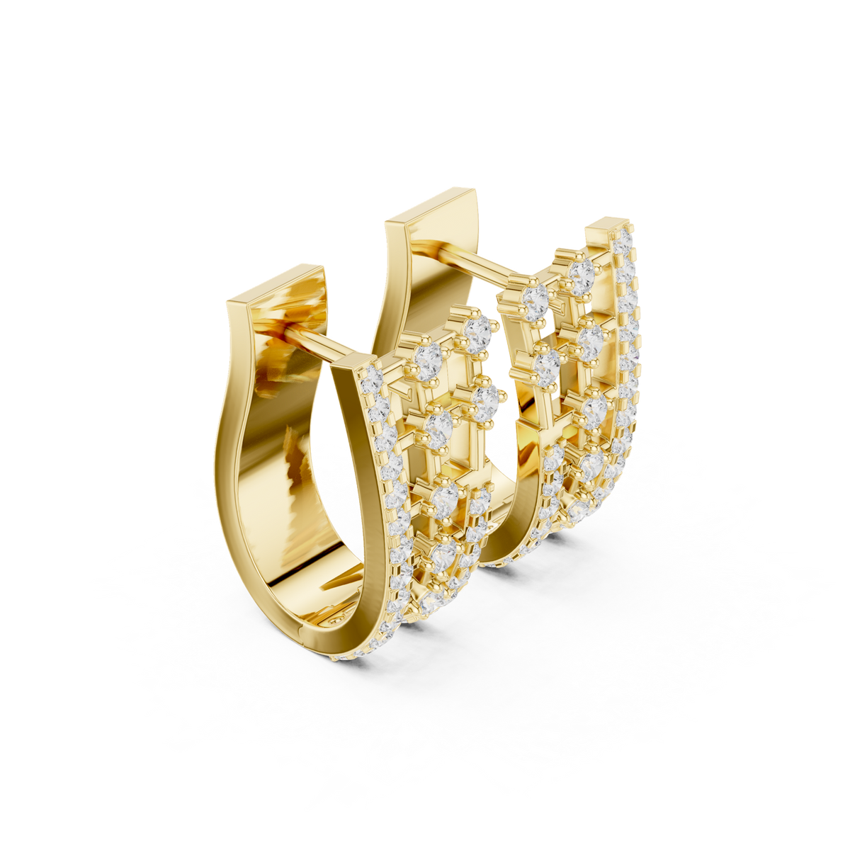 14K Solid Gold Lab Diamond Cluster Earrings, Yellow Gold, view 1