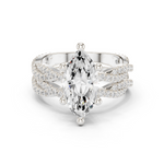 Gold Ring DDLR-300, Marquise center stone, White Gold