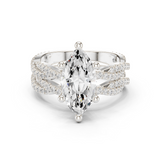 Gold Ring DDLR-300, Marquise center stone, White Gold