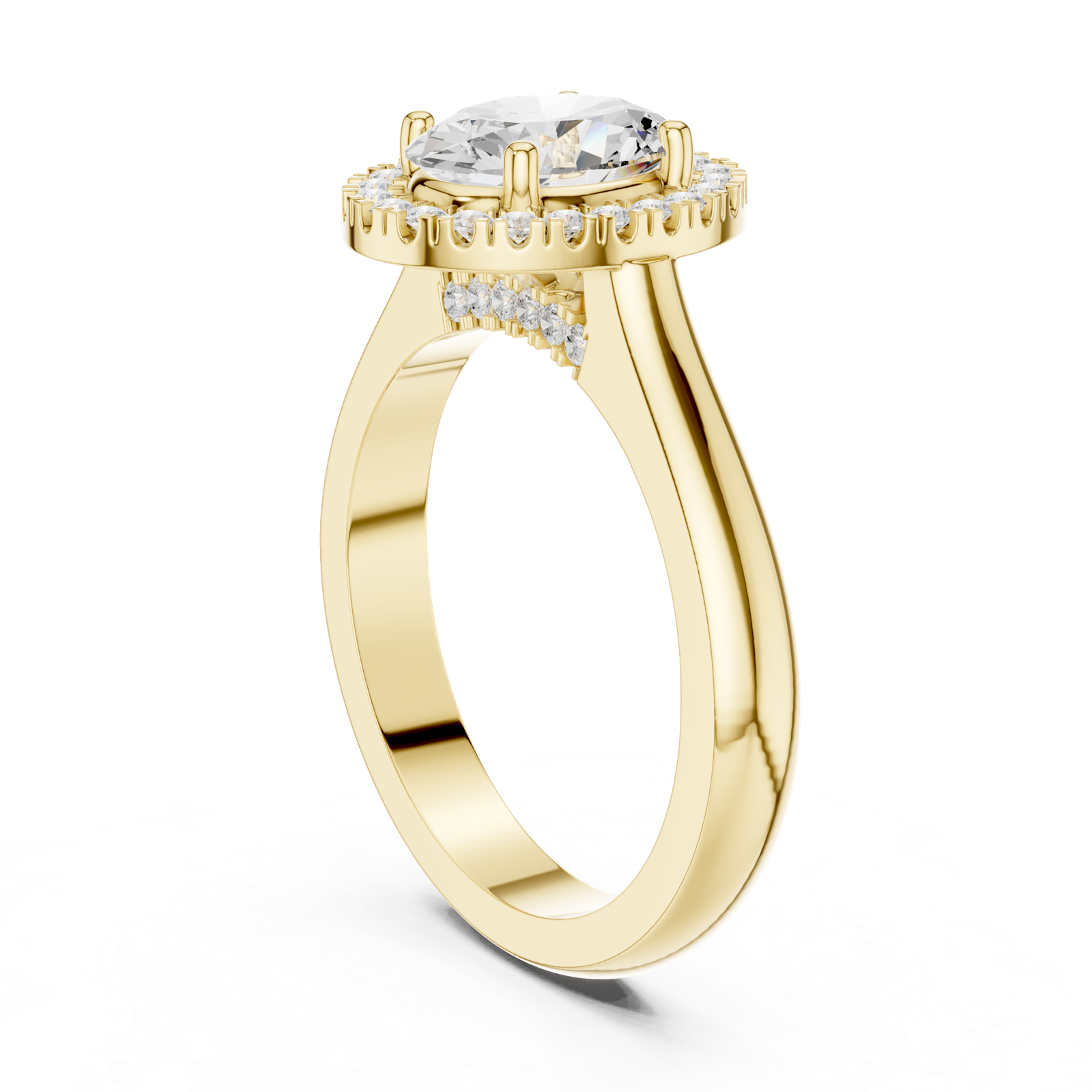 Gold Ring DDLR-338, Oval center stone, Yellow Gold, view 1