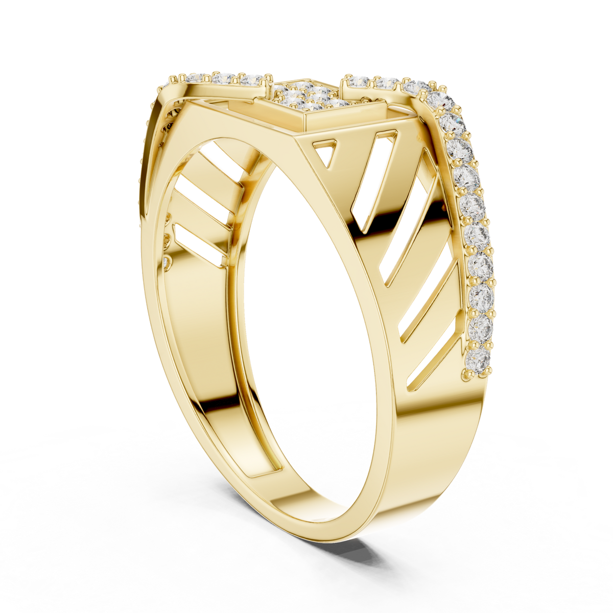 14K Solid Gold Lab Diamond Cluster Ring, Yellow Gold, view 1