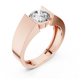 14K Solid Gold Lab Diamond Signet Ring, Rose Gold, view 2