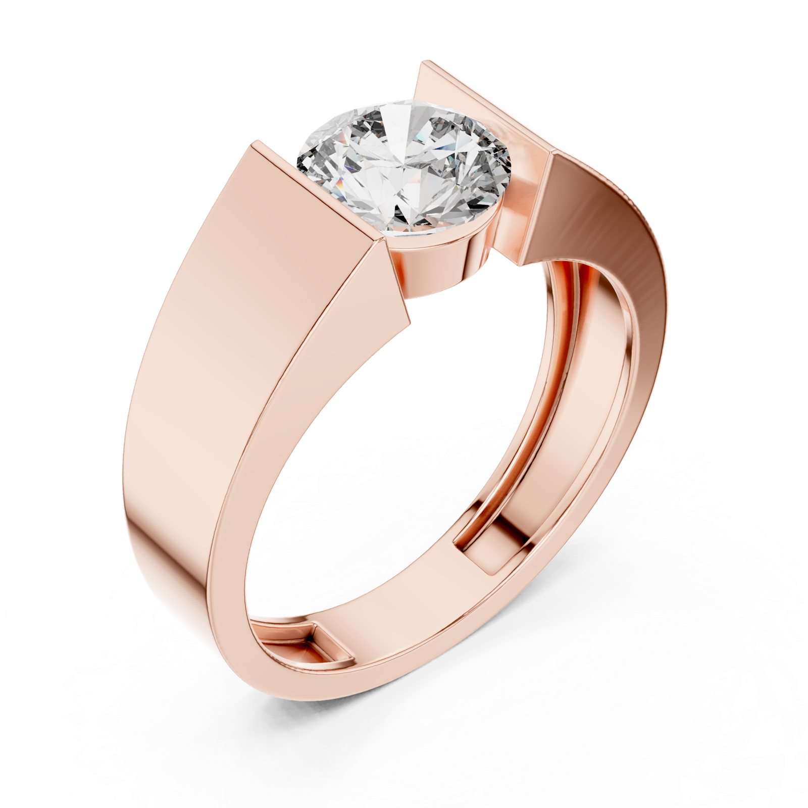 14K Solid Gold Lab Diamond Signet Ring, Rose Gold, view 2
