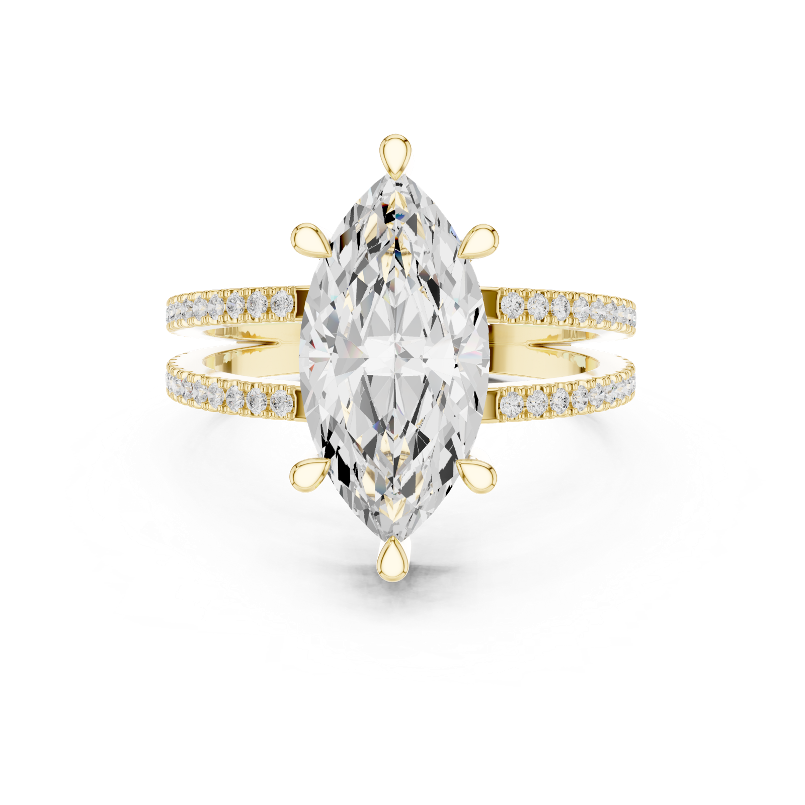 Gold Jewelry L36-13, Marquise center stone, Yellow Gold, view 4