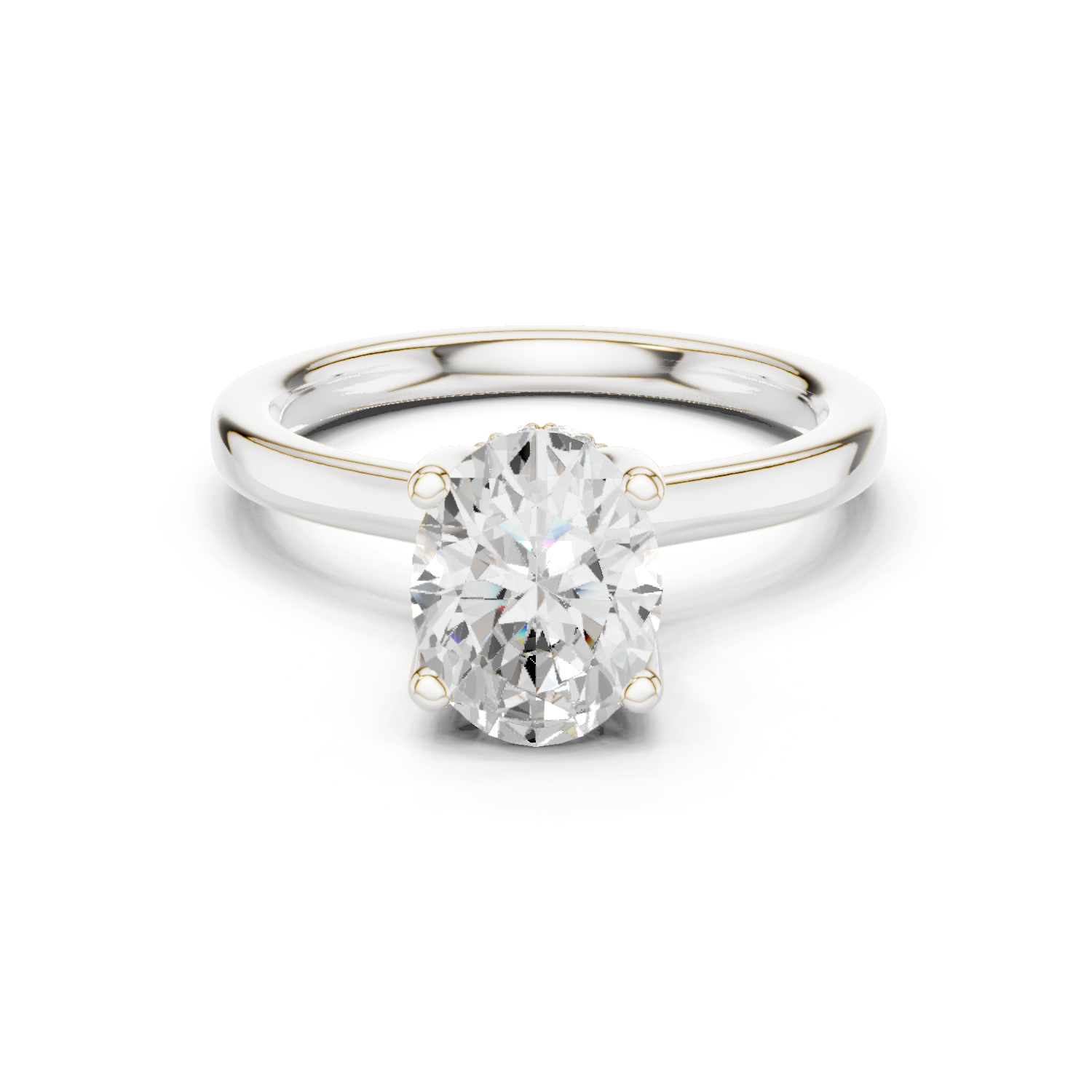 Gold Ring DDLR-176, Oval center stone, White Gold