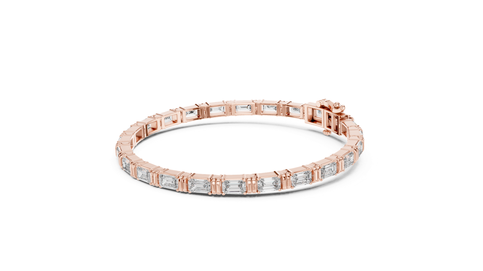 14K Solid Gold Lab Diamond Bracelet, Rose Gold, view 1