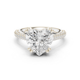 Gold Ring DDLR-260, Heart center stone, White Gold