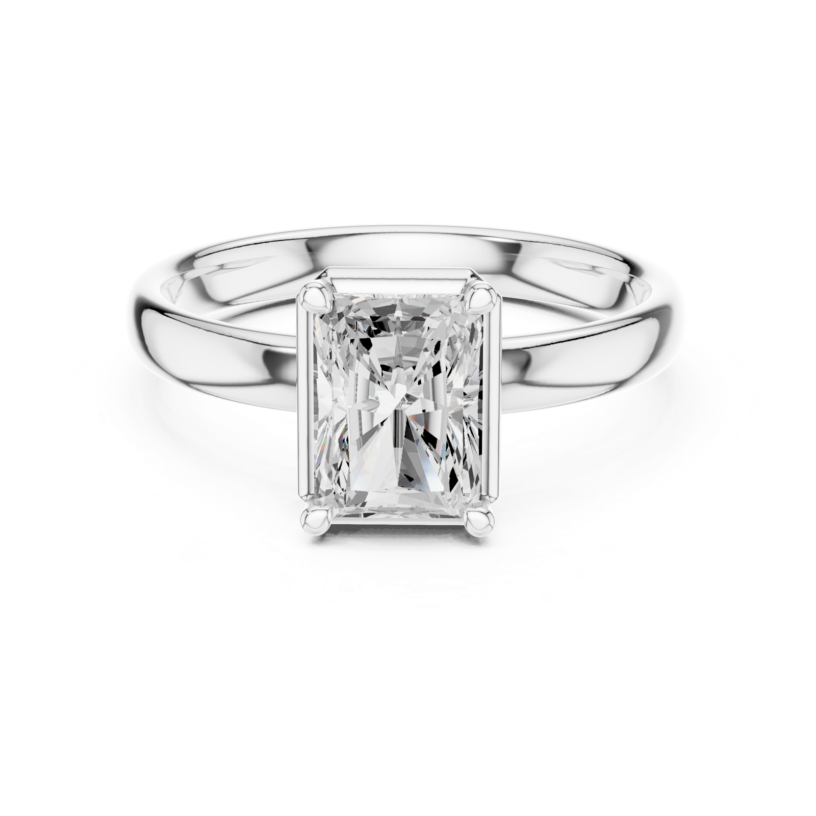 Gold Jewelry L36-10, Radiant center stone, White Gold, view 4