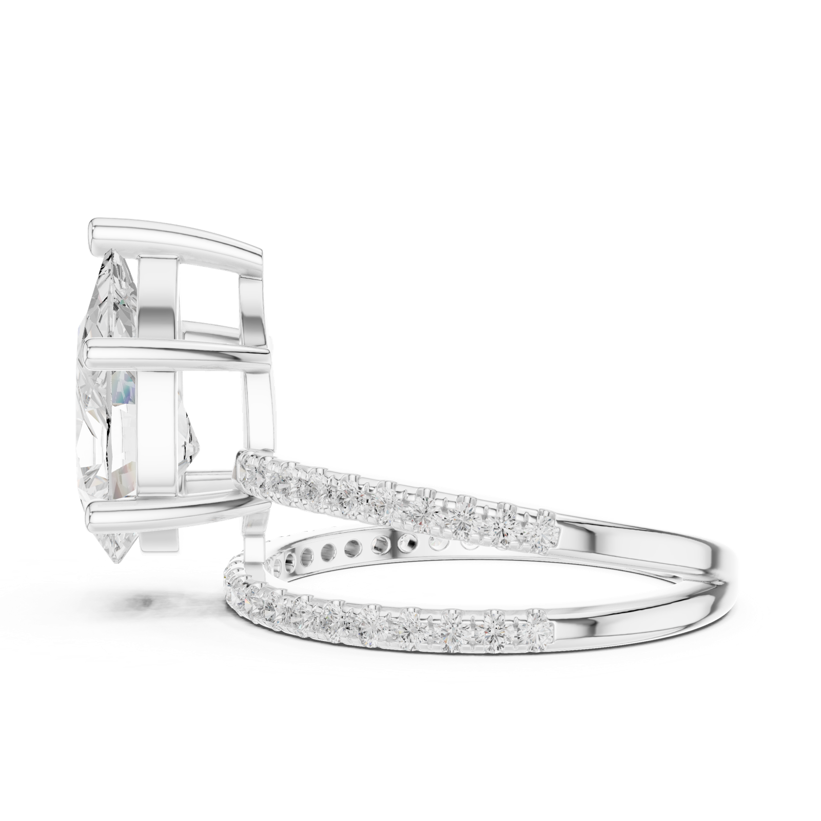 Gold Jewelry L35-39, Pear center stone, White Gold, view 3