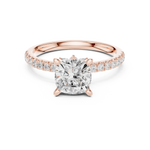 Gold Ring, Cushion center stone, Rose Gold, view 4