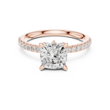 Gold Ring, Cushion center stone, Rose Gold, view 4