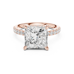 Gold Ring DDLR-259, Princess center stone, Rose Gold, view 4
