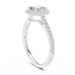 Gold Halo Pave Engagement Ring, Asscher center stone, White Gold, view 1