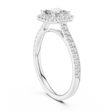 Gold Halo Pave Engagement Ring, Asscher center stone, White Gold, view 1