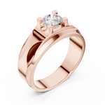 14K Solid Gold Lab Diamond Solitaire Ring, Rose Gold, view 2