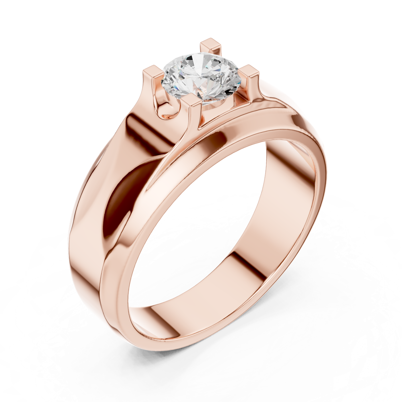 14K Solid Gold Lab Diamond Solitaire Ring, Rose Gold, view 2