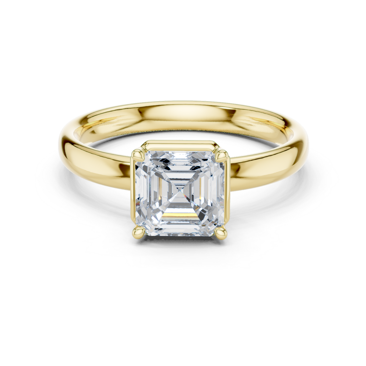 Gold Jewelry, Asscher center stone, Yellow Gold