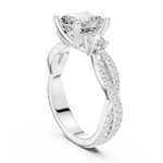 Gold Ring, Asscher center stone, White Gold, view 1