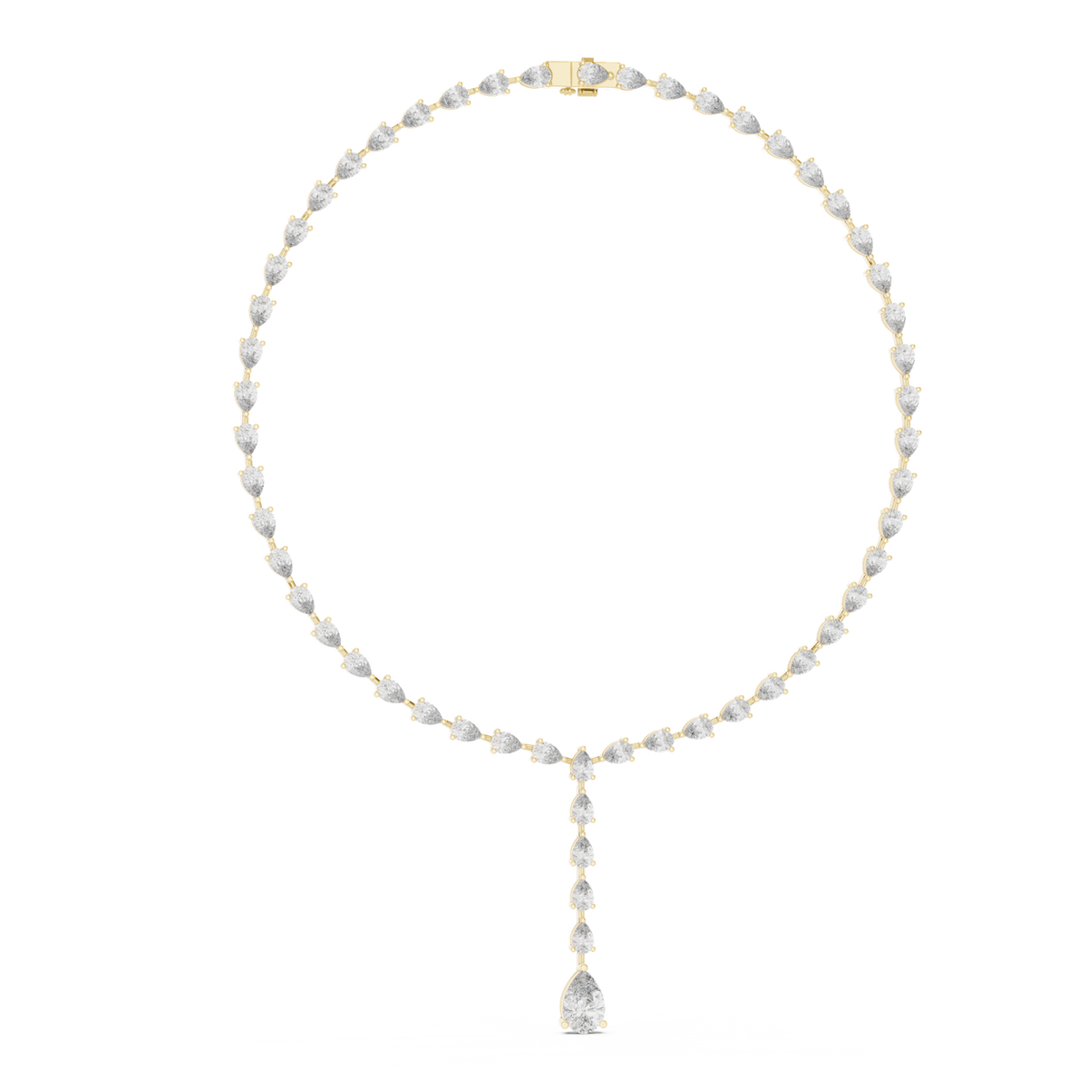 14K Solid Gold Lab Diamond Station Necklace, Yellow Gold, view 1