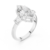 Gold Jewelry L35-67, Marquise center stone, White Gold, view 2