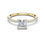 Gold Jewelry, Asscher center stone, Yellow Gold