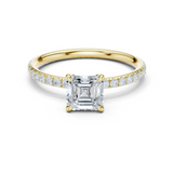 Gold Jewelry, Asscher center stone, Yellow Gold