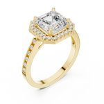 Gold Ring, Asscher center stone, Yellow Gold, view 2