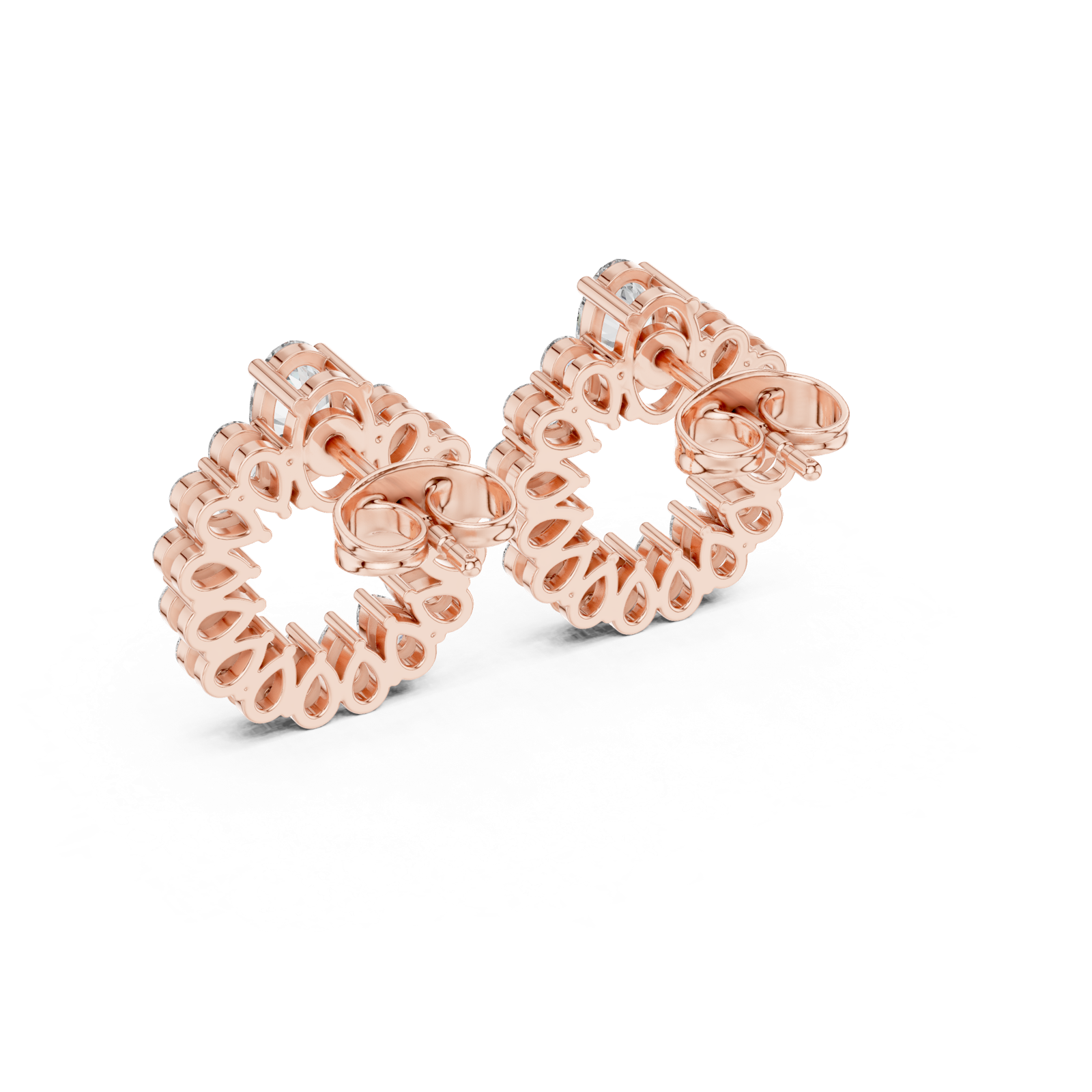 Gold Earrings L29-1, Rose Gold, view 3