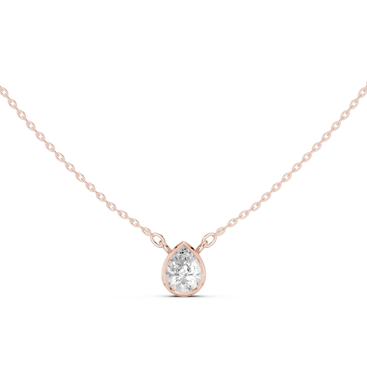 Gold Jewelry DDPS-001, Pear center stone, Rose Gold