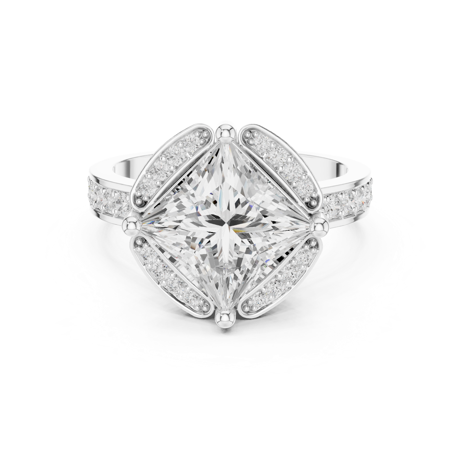 Gold Ring DDLR-361, White Gold, view 4