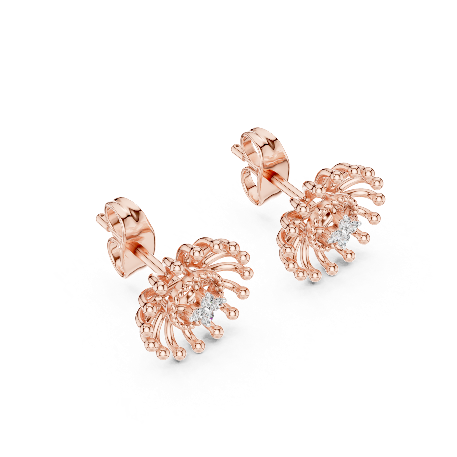 Gold Earrings 12-10007@E, Rose Gold, view 2