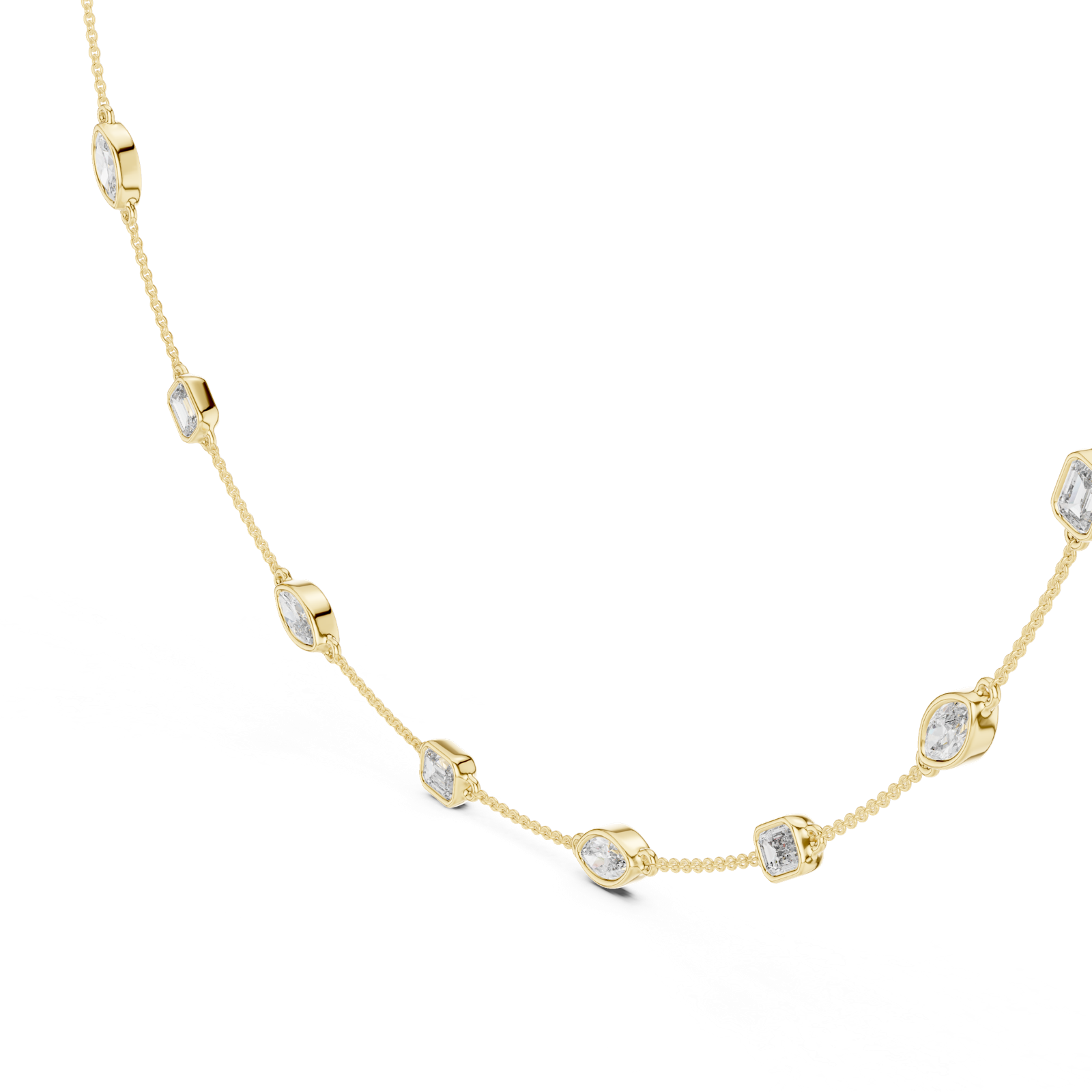 14K Solid Gold Lab Diamond Tennis Necklace, Yellow Gold, view 1