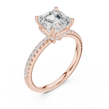 Gold Ring DDLR-177, Asscher center stone, Rose Gold, view 2