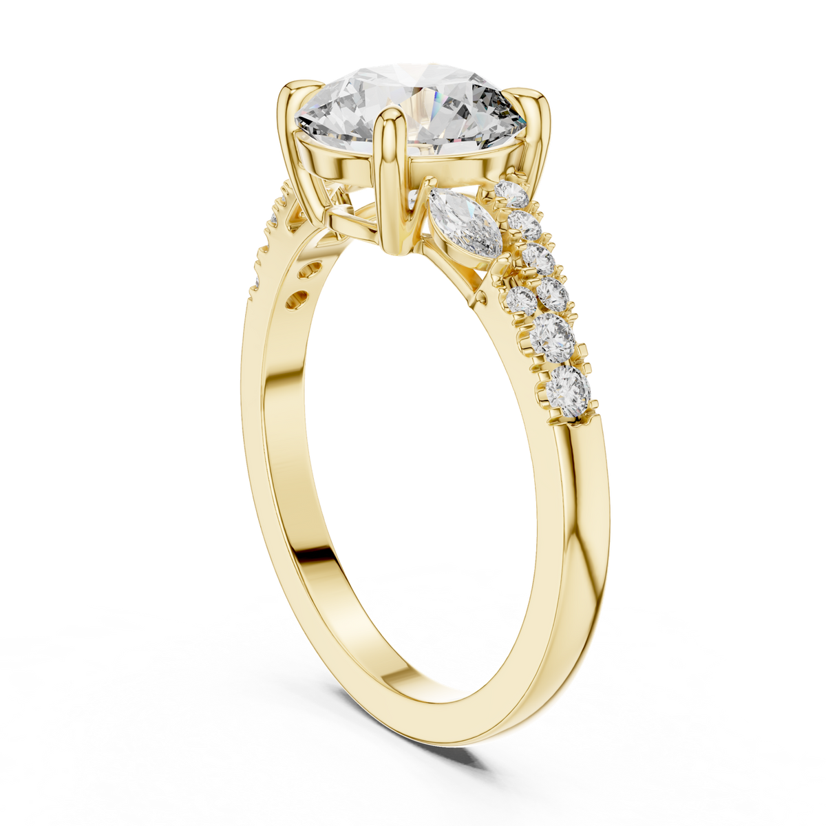 14K Solid Gold Lab Diamond Solitaire Ring, Yellow Gold, view 1