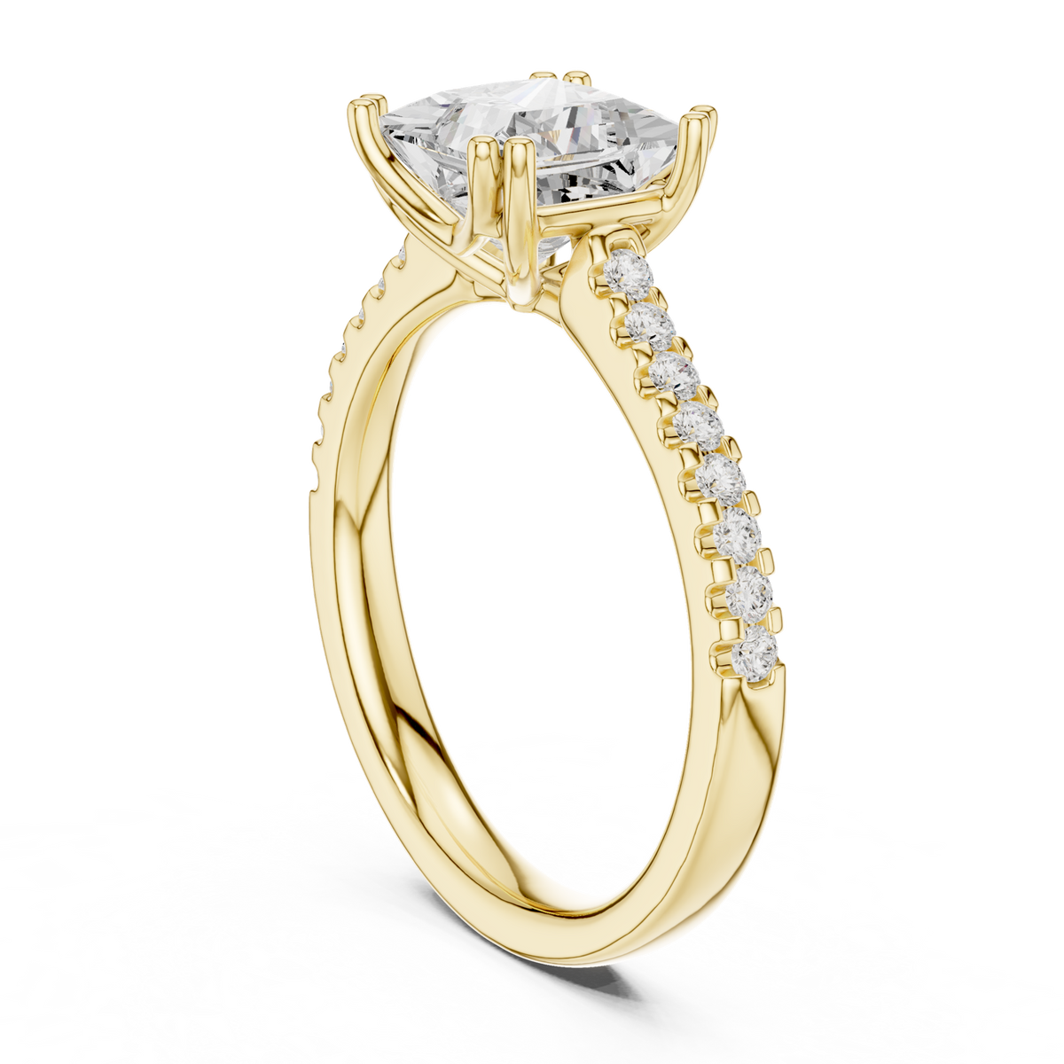14K Solid Gold Lab Diamond Solitaire Ring, Yellow Gold, view 1