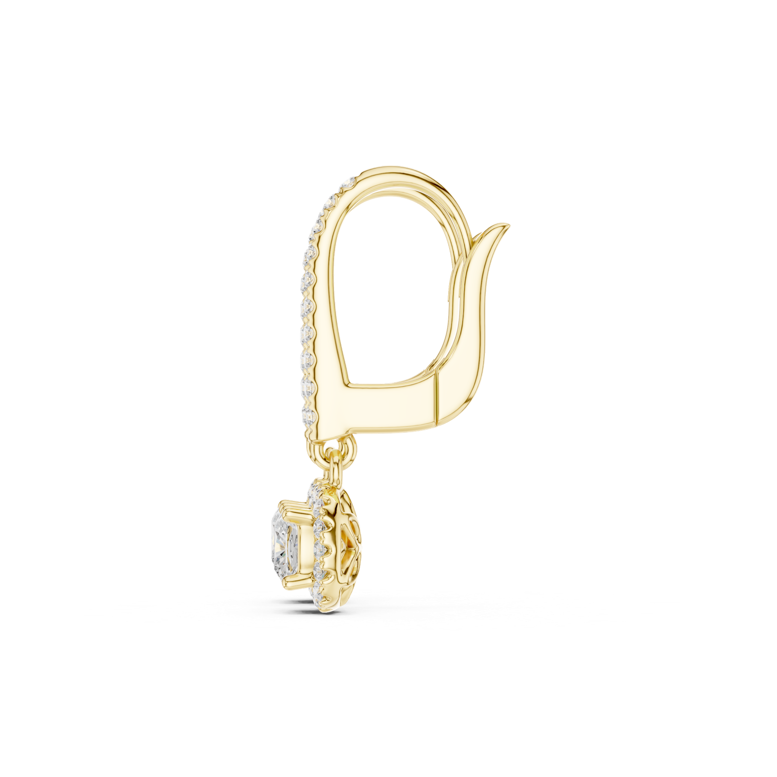 Gold Jewelry DDER-034, Cushion center stone, Yellow Gold, view 3
