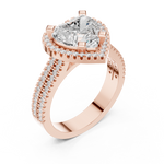 Gold Ring DDLR-341, Heart center stone, Rose Gold, view 2