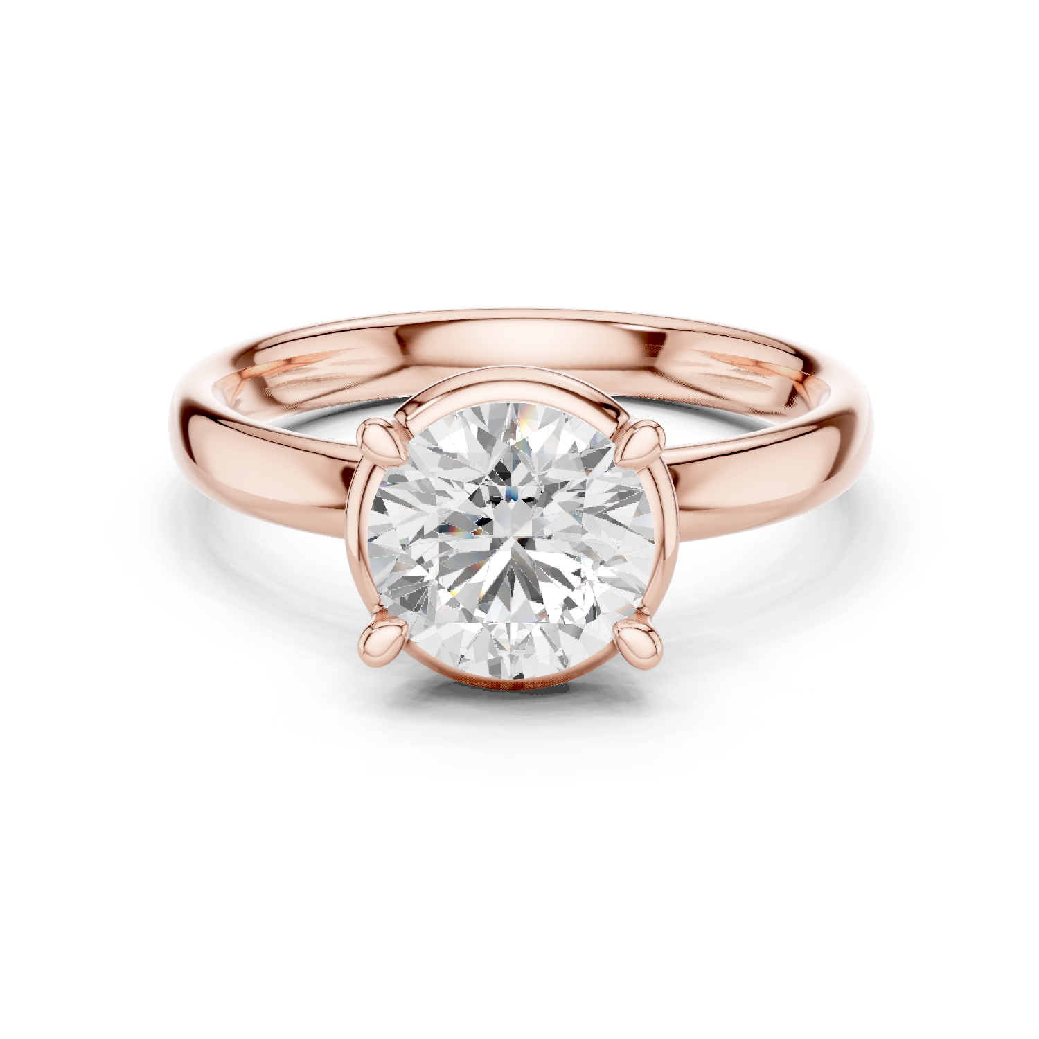 Gold Jewelry L36-10, Round center stone, Rose Gold