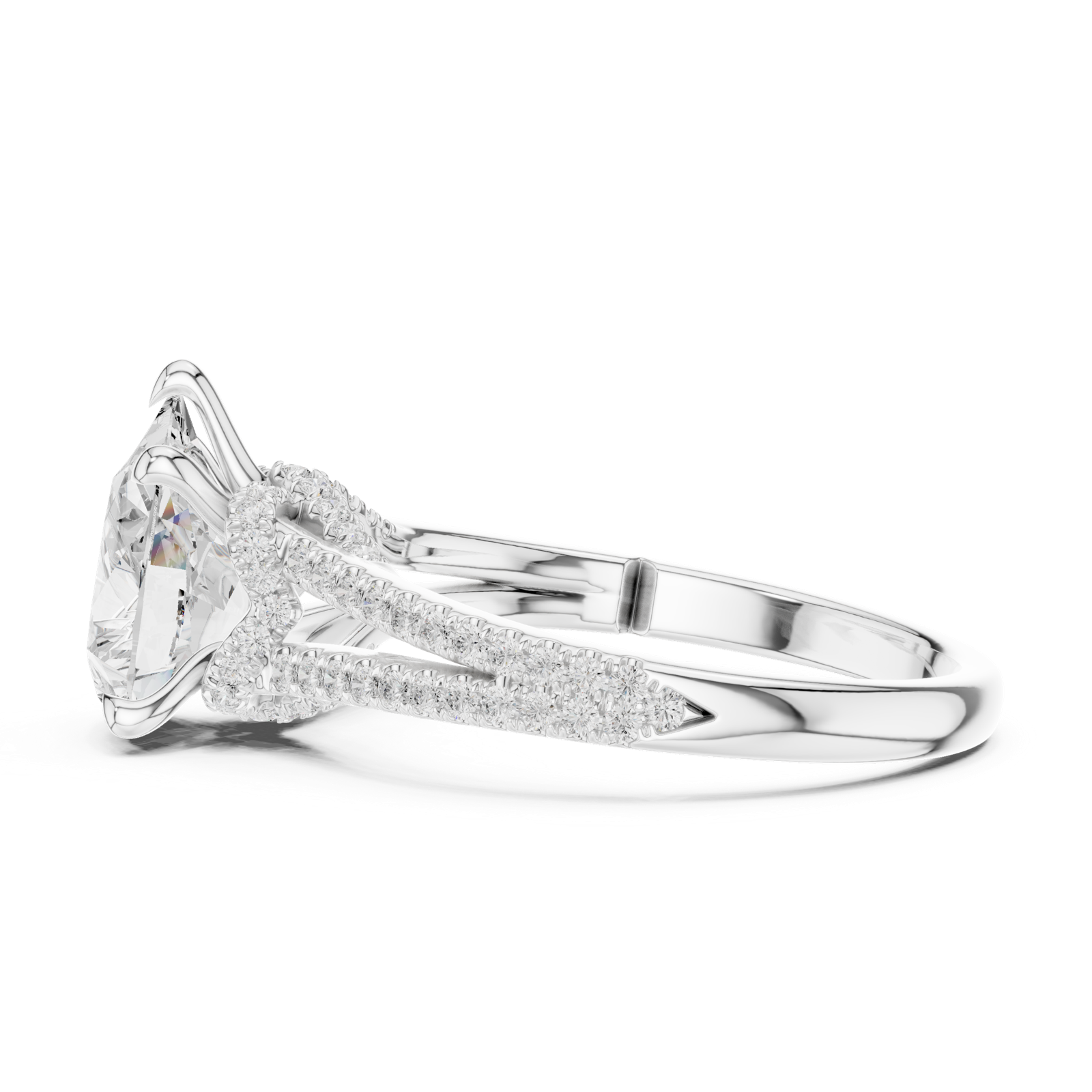 Gold Ring DDLR-252, Pear center stone, White Gold, view 3